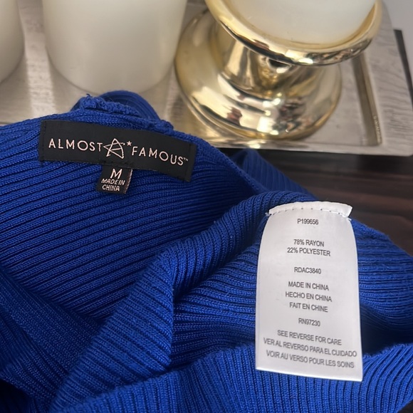 Almost Famous royal blue, strappy, cut-out, super stretchy, midi sweater dress - Picture 6 of 7